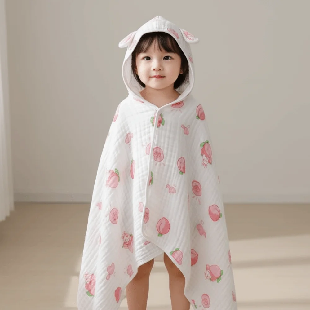 Cloak Cotton Hooded Cape Towels Rabbit Bear Cartoon Blanket Wrap Soft Cute Sleepwear Bathrobe