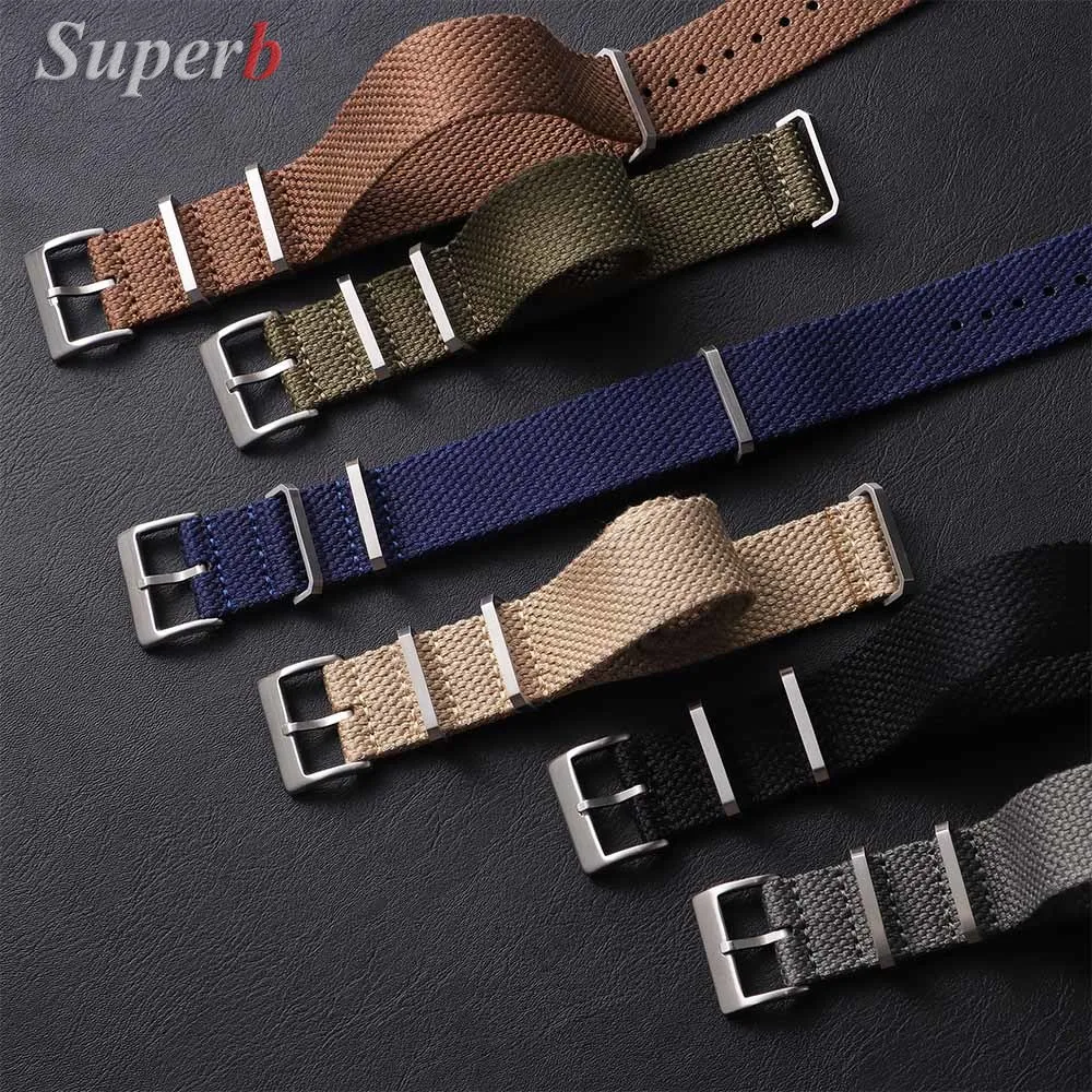 Ribbed Nylon Military Watch Band - Universal Washable Strap