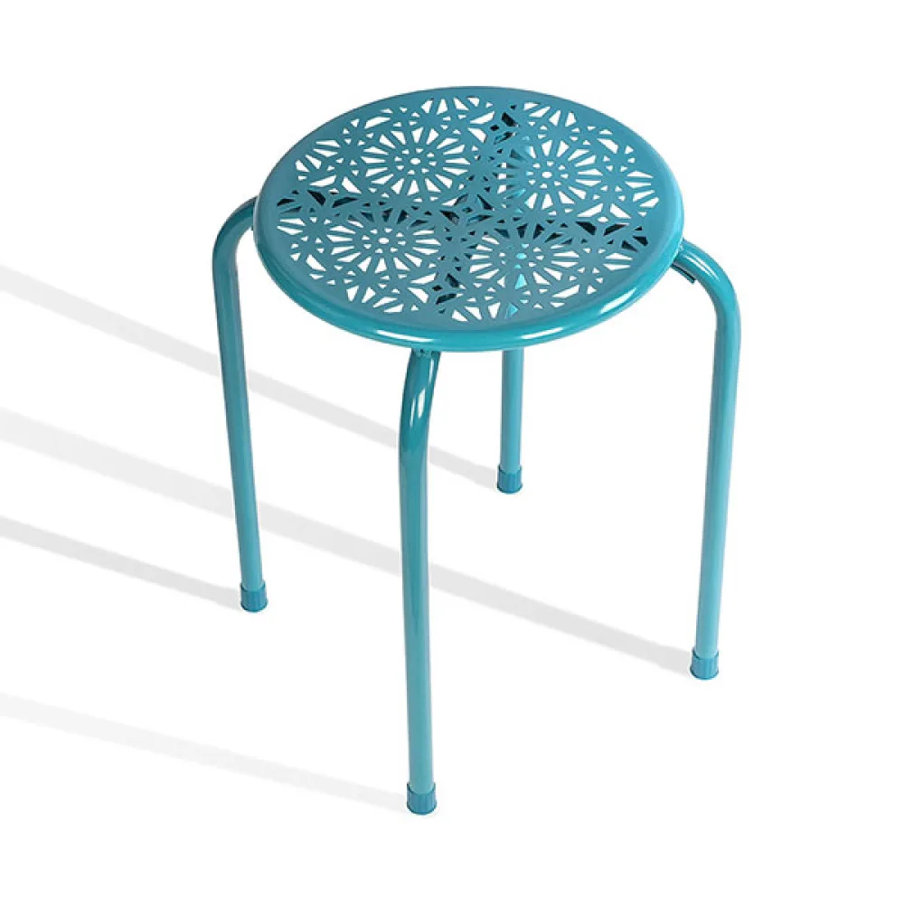 Durable Solid Metal Stool, Powder Coated Finish in Turquoise 4