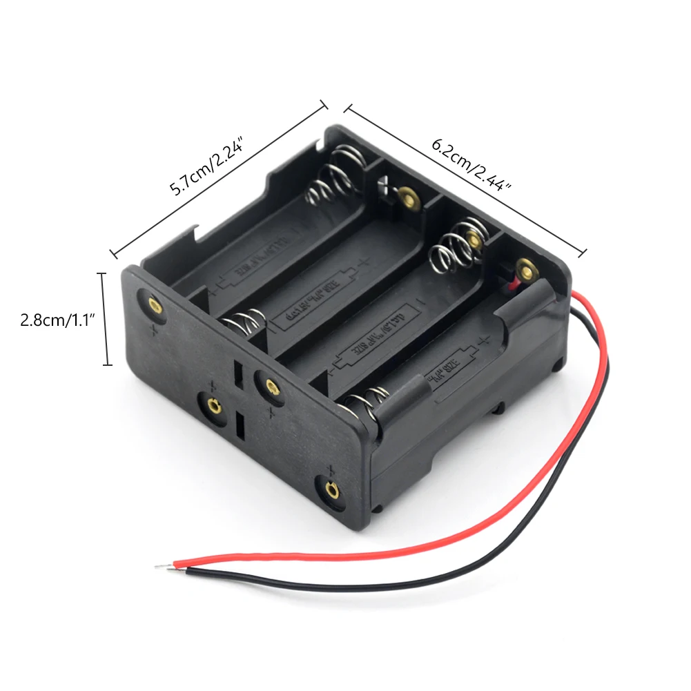 AA Battery Storage Case Holder Box with Lead Cables 1X 2X 3X 4X