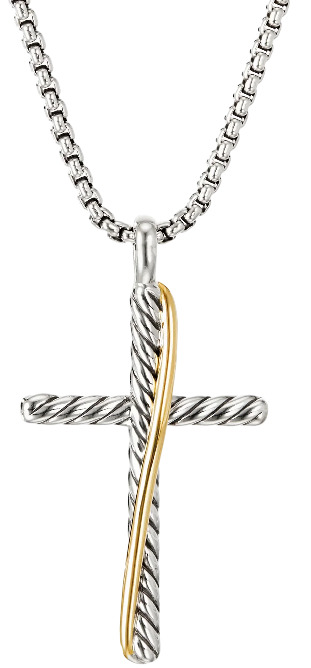 Men's David Yurman Box Link with Cross Necklace Sterling Silver and 18 –  ONeil's Jewelry