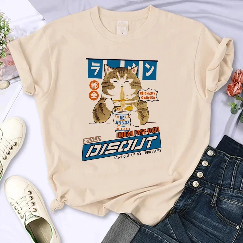 Cute Cat Shirt Women Funny Cartoon T Shirt Y2K 90S Harajuku Graphic Ulzzang T-Shirt 90S Print Tshirt Aesthetic Top Tee Female