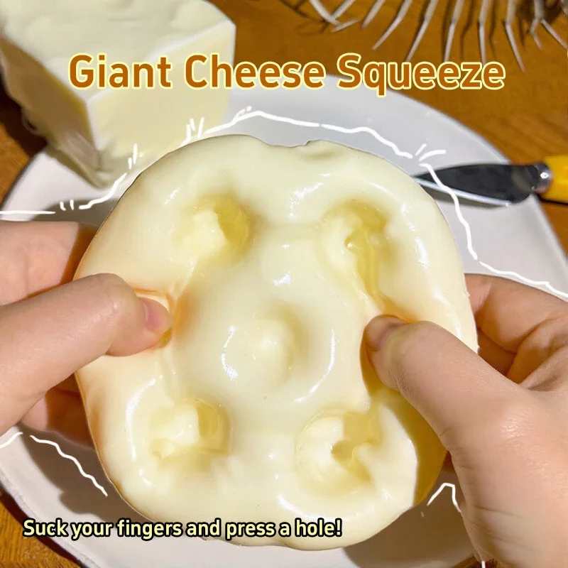 Jumbo Squishy Cheese Cube Stress Reliever - Shapeable Sensory Fidget Toy