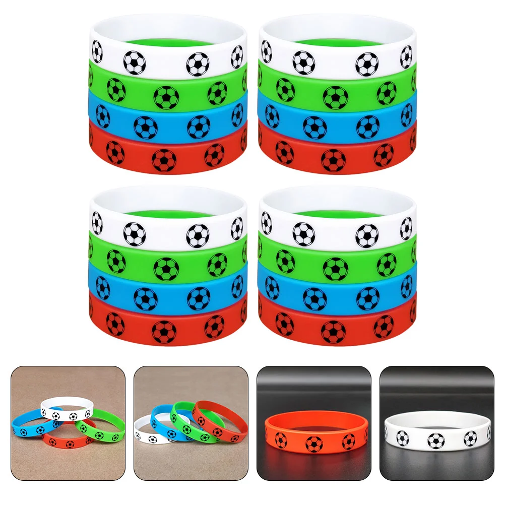 

16 Pcs Football Silicone Wristband Soccer Themed Wear-resistant Bracelets Heighten Portable Silica Gel Decorative Child Male