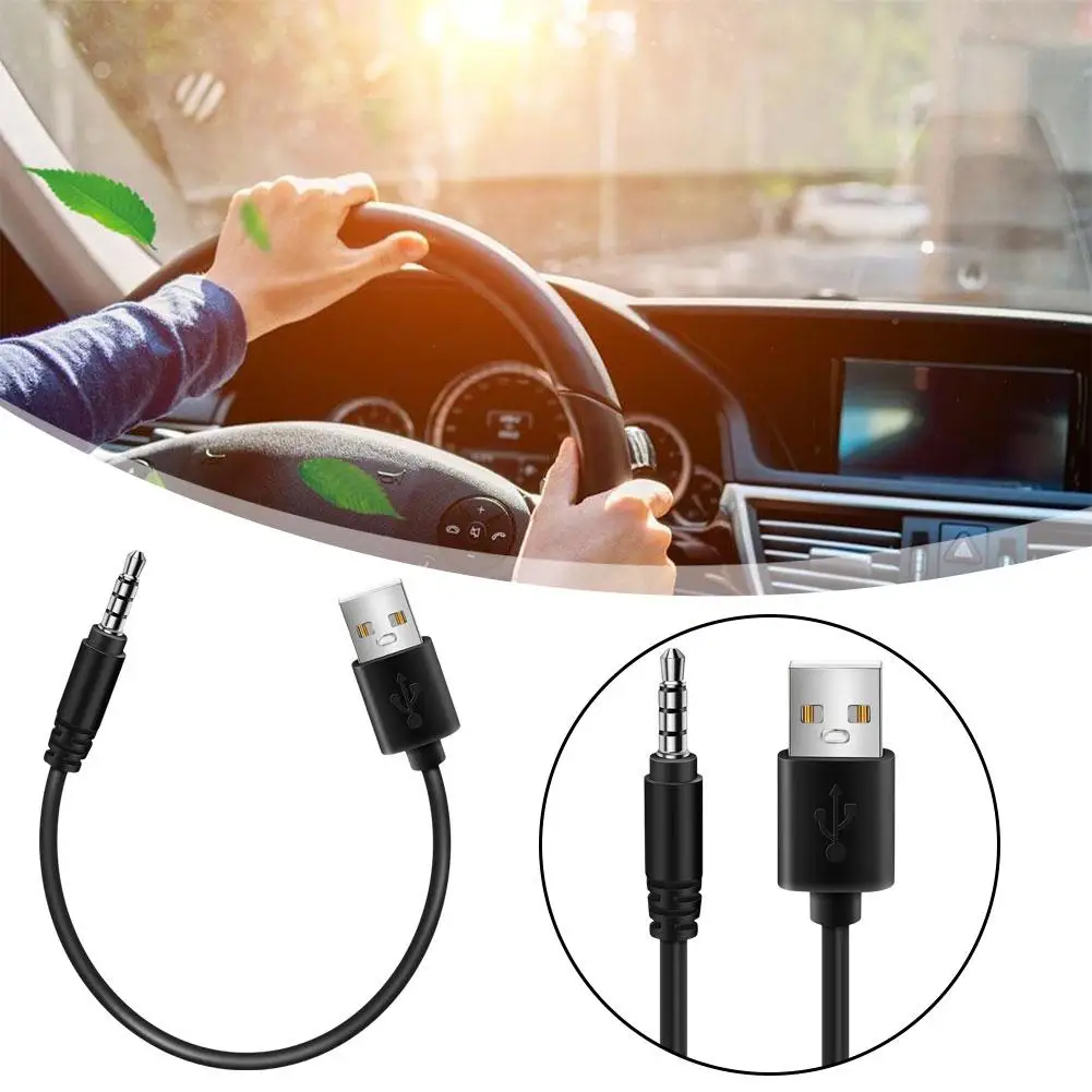 

3.5mm Plug AUX Audio Jack To USB 2.0 Male Charger Cable Adapter Cord For Car MP3 USB Conversion Cable R6H4