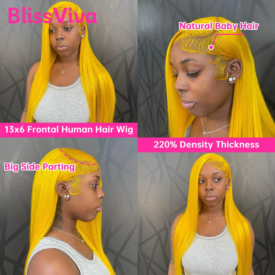 30 Inches Bone Straight Yellow 5x5 13x4 13x6 Lace Front Wig Human Hair 360 Lace Frontal Wig Honey Yellow Colored Human Hair Wigs