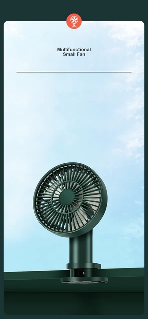 Ventilatore USB Portatile Da Tavolo - 5 Velocità, Angolo 360°, Batteria 4000 MAh, Per Ufficio, Casa, Viaggi - Foto 9
