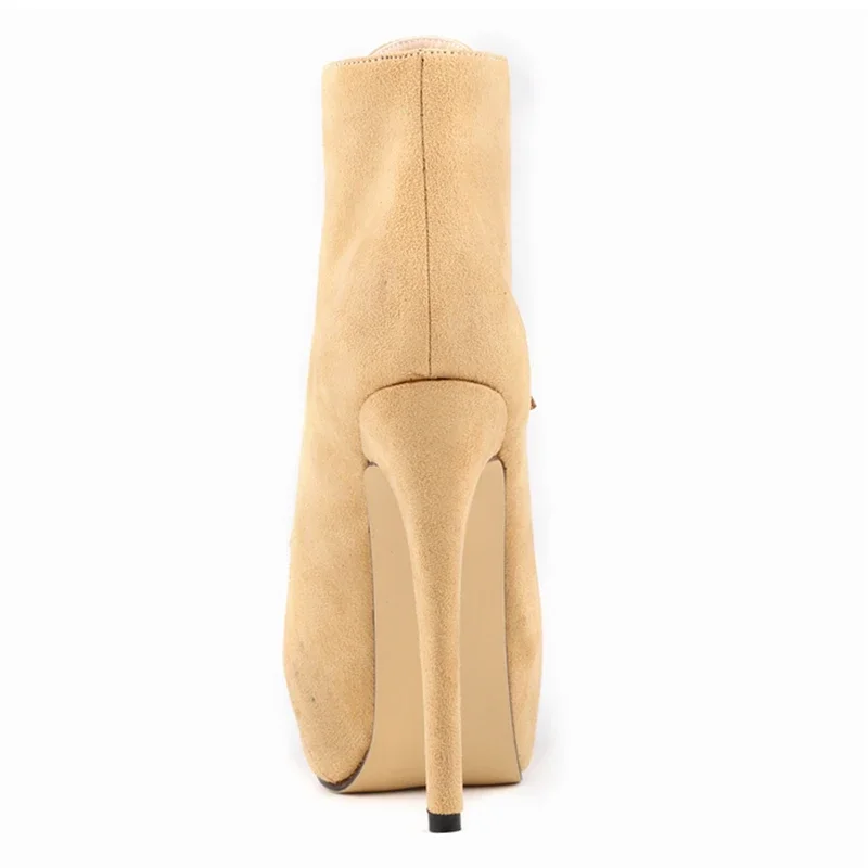 Women Boots Fashion Platform Round Toe Zip High Heels Pointed Toe Short Botas Ladies Elegant Shoes Autumn Winter Women's Pumps
