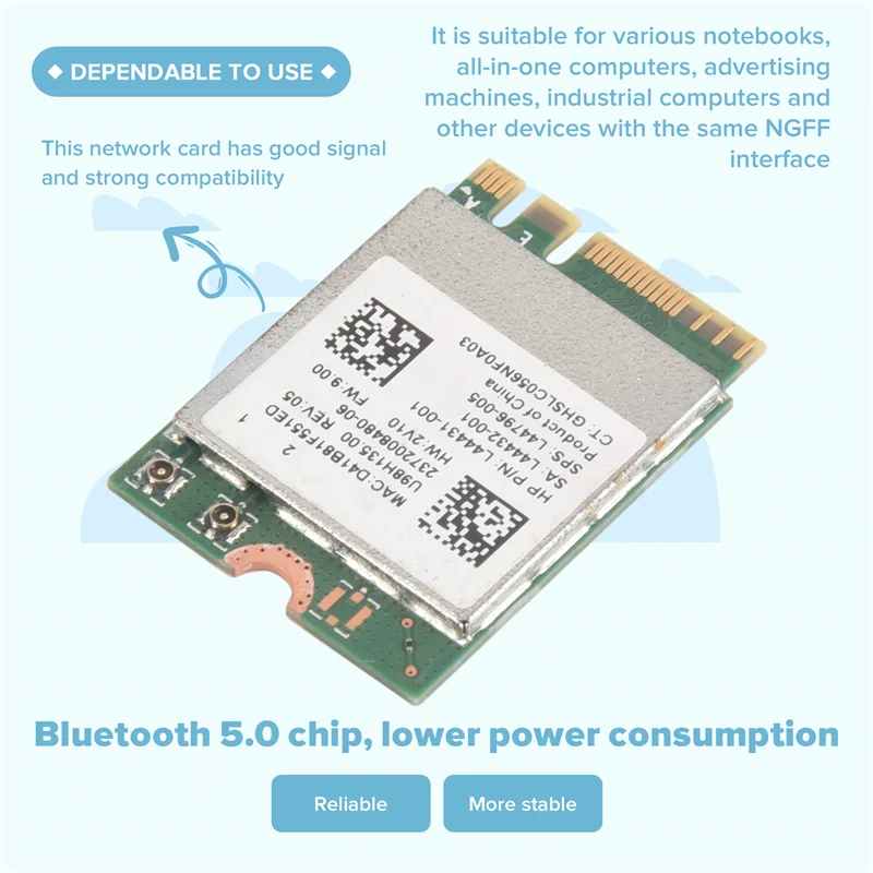 C9-RTL8822CE 무선 네트워크 카드 2.4G/5G 듀얼 밴드 기가비트 Wifi Bluetooth 5.0 M.2 NGFF 인터페이스 Wifi 무선 모듈