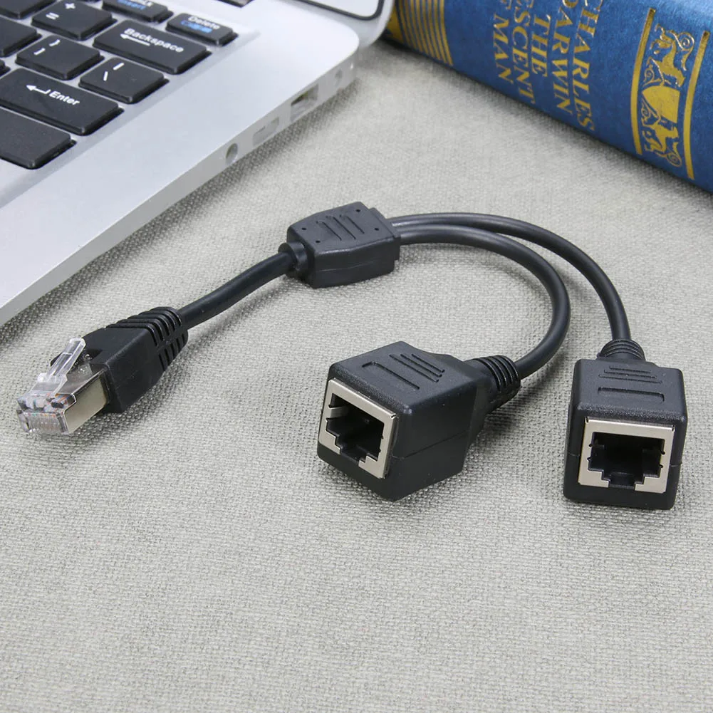 DSL 네트워크 RJ45 남성-2개 여성형 분배기 어댑터 커넥터 케이블 검정색