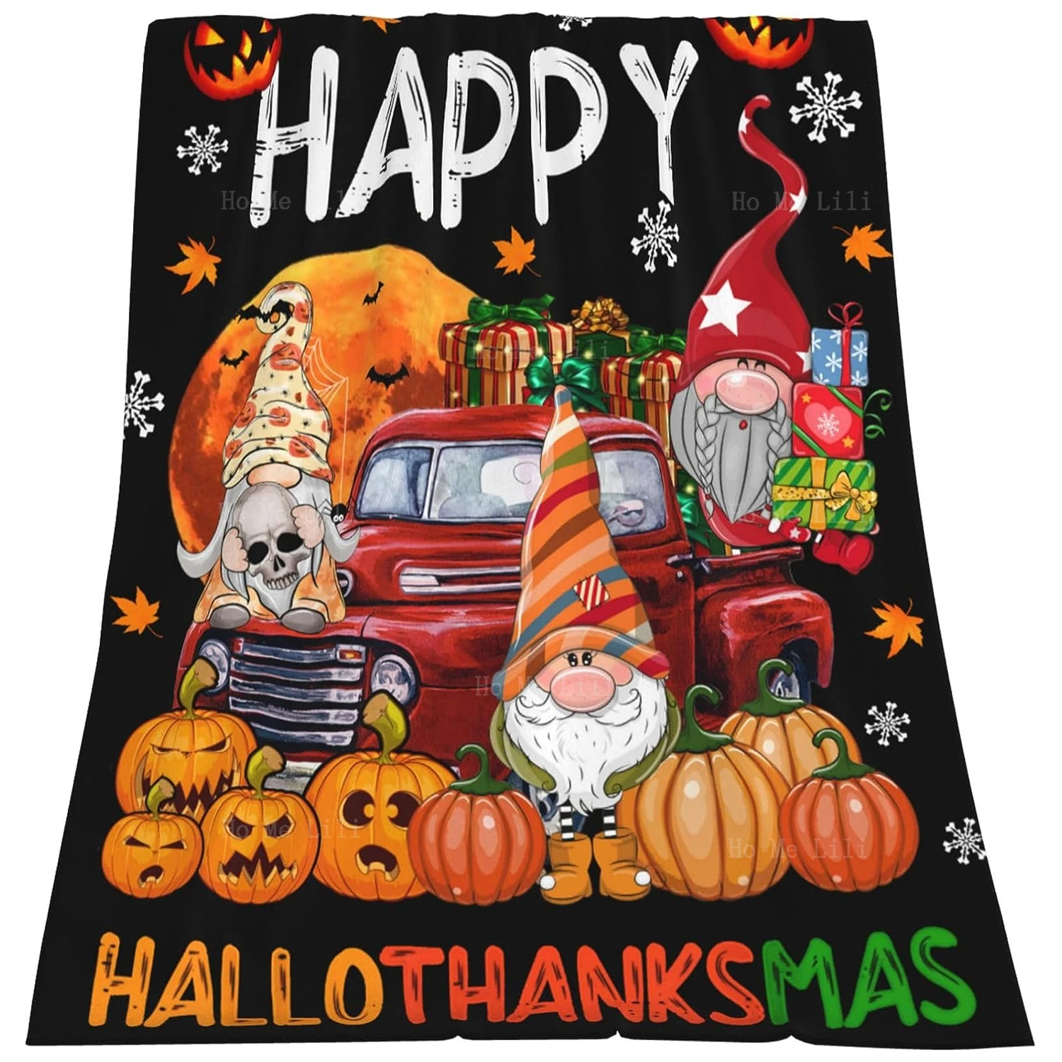 

Мягкое фланелевое одеяло в виде гнома или тыквы на Хэллоуин, фиолетового паутины, черного кота