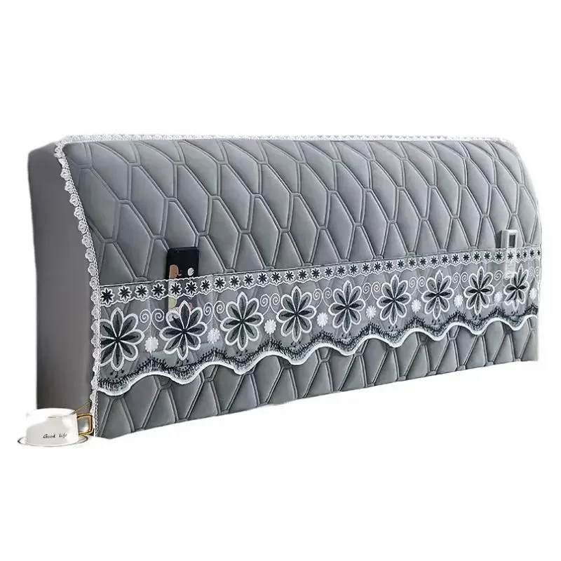 Thick Cotton Padded Headboard Cover Bedhead Fabric Full Protective Cover Solid Wood Soft Pack Bedside Dust