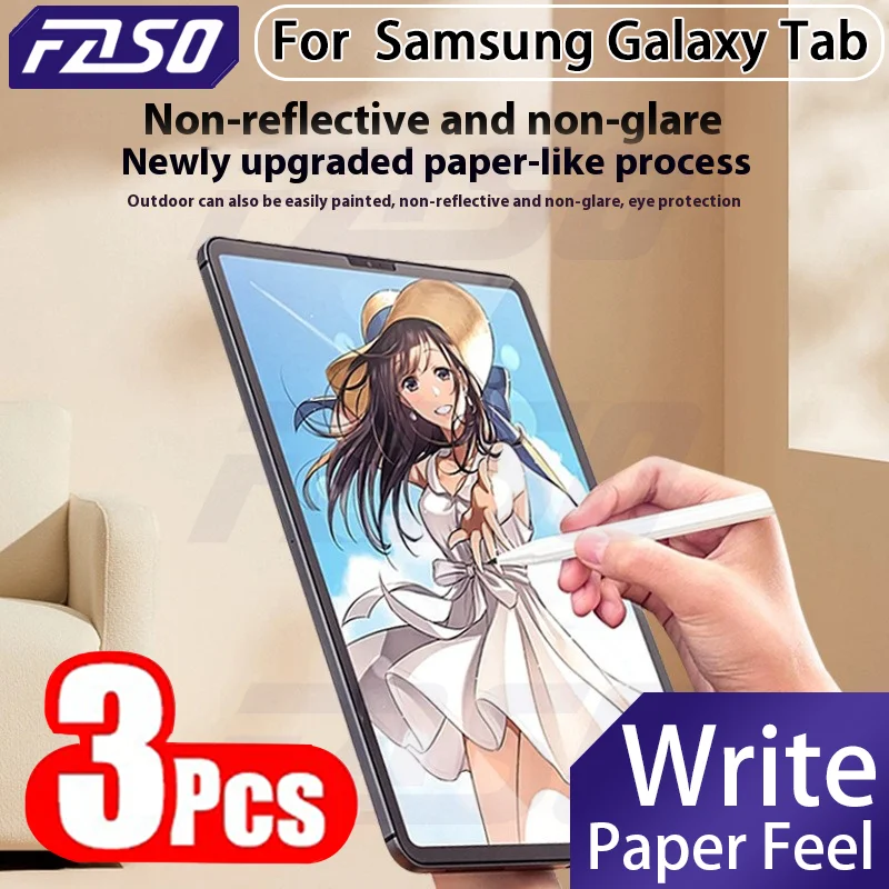 3Pcs Paper Film Screen Protector Samsung Galaxy Tab S7 S8 Plus Ultra Samsung tab S6 Lite s7 s9 fe A8 A9 No Glass
