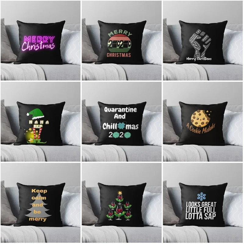 

Merry Christmas Decorative Home pillow case Cushion covers autumn nordic 40x40 black 45*45 Modern Living Room sofa House bed