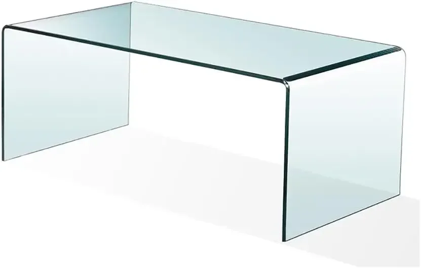 Glass Coffee Table, Modern Tempered Clear Coffee Tables Decor for Living Room, Easy to Clean and Safe Rounded Edges 6