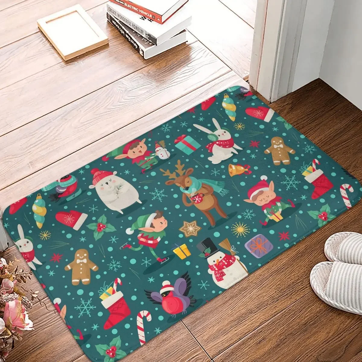 

Non-slip Doormat Happy Merry Christmas Santa Carpet Living Room Bedroom Mat Welcome Indoor Decorative