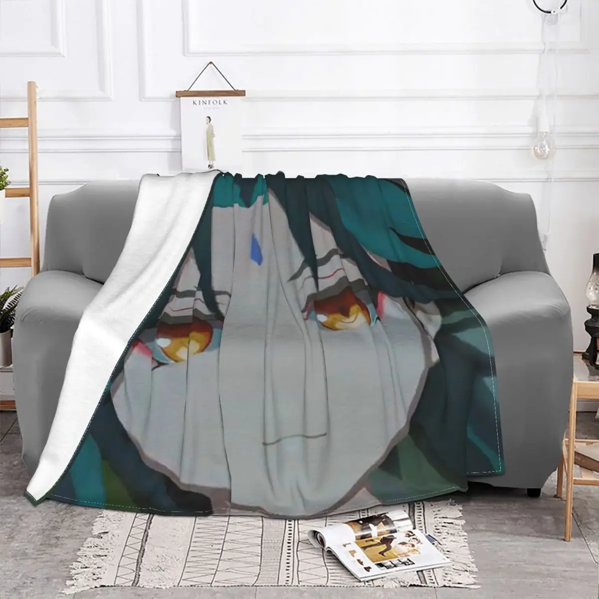 Genshin Impact Xiao Portrait Blanket Fleece Printed Game Multifunction Ultra-Soft Throw Blankets for Bed Office Beds