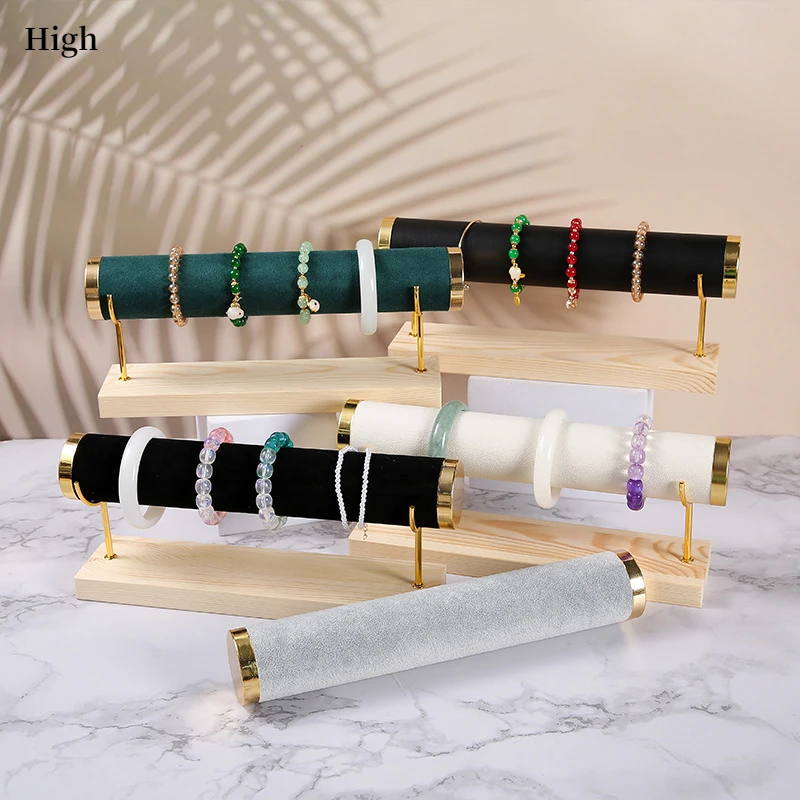 Bracelet Jewelry Display Holder Wrought Iron Stepped Wooden Bottom Bracelet Watch Display Stand Jewelry Props