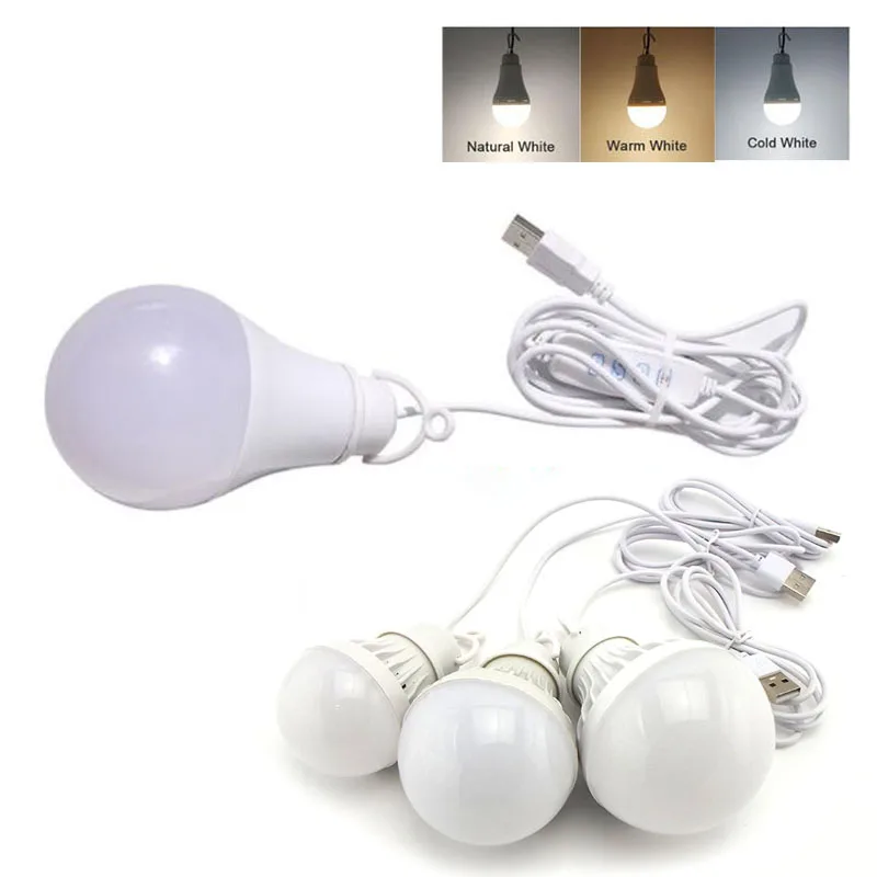 

USB Dimming LED Bulb Lights Reading Night Lamps wall hanging adjustable for Camping Home Bulbs light Ball 5V 3W 10W K5