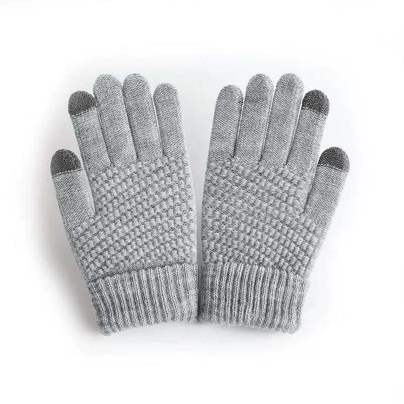 

Women Winter Touch Screen Gloves Imitation Wool Full Finger Outdoor Mittens Women Men Solid Knitted Stretch Thicken Warm Gloves