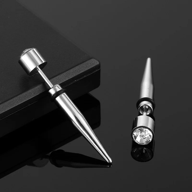 

1 Piece Men's Earrings Stainless Steel Long Spike Cone Stud Earrings For Men Punk Jewelry