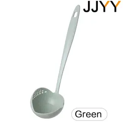 Dual-Function Long Handle Kitchen Colander Spoon (Green)