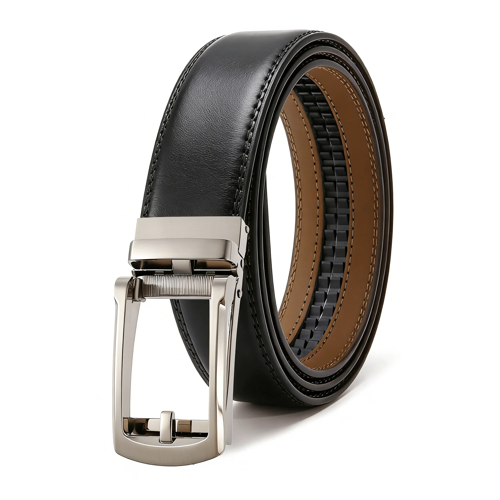 Luxus Männlichen Automatische Bund männer Echte Leder Gürtel von Metall Automatische Schnalle Designer Hohe Qualität Rindsleder Taille Riemen – Detail 7