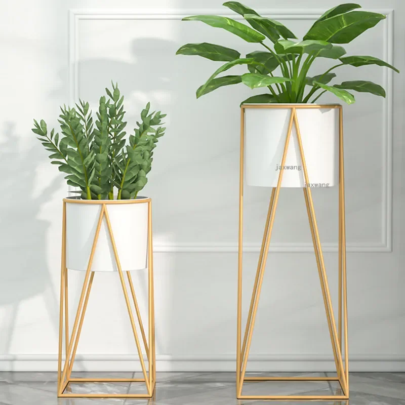 Home Indoor Living Room Balcony Floor Standing Plant Flower PotRack Nordic Minimalist Wrought Iron Flower Storage Rack