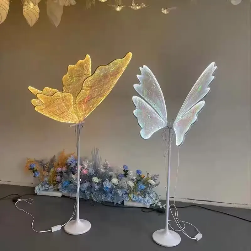 

Wedding Luminescent Lamp Multicolored Butterfly Wings Creative Road Lead Stage Lights for Party Ornaments Wedding Decor Lamps