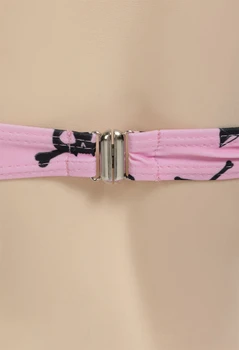 Women Swimwear Thriller Kitten Skull Cat Print Swimsuit Heart-shaped Design Pink Skeleton Cat Two Pieces Swimsuit 5