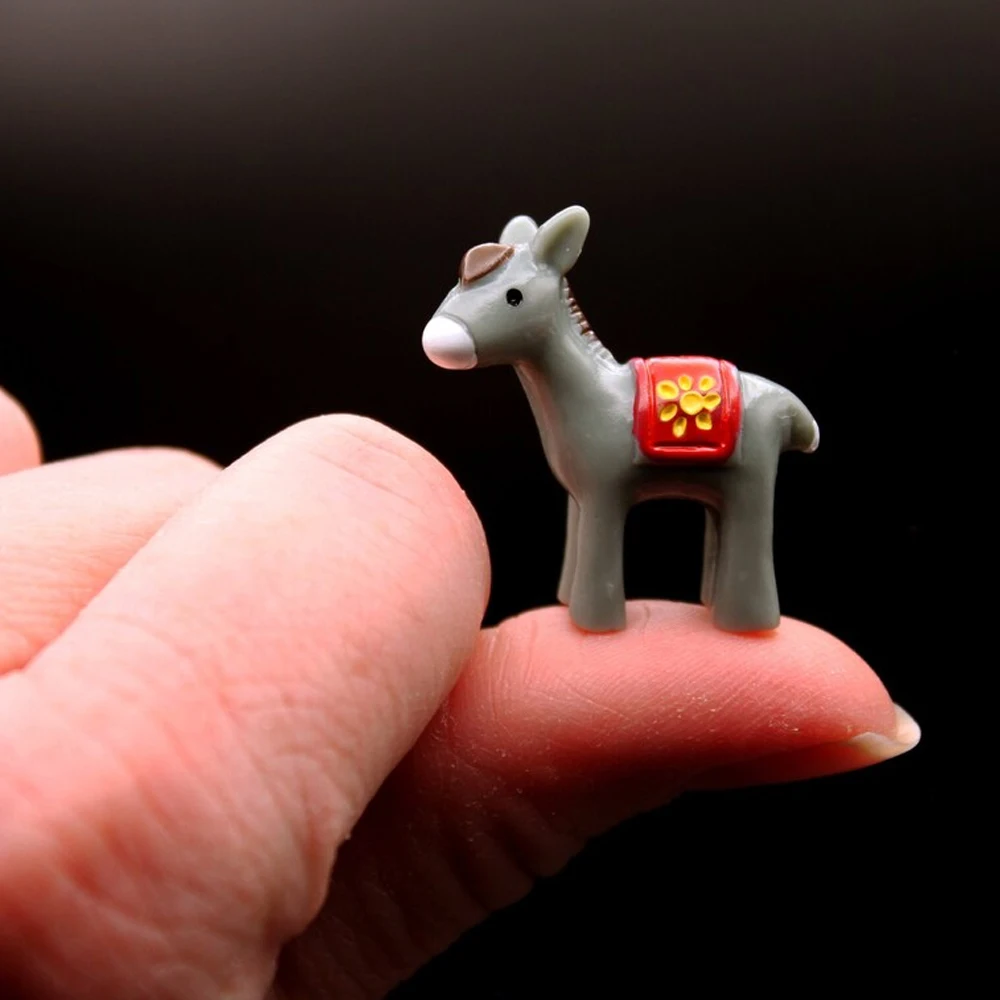5 Stück Mini-Esel-Miniaturen aus Kunstharz, Tierfiguren, Feengarten-Ornament, Mikrolandschaft, DIY-Basteldekoration