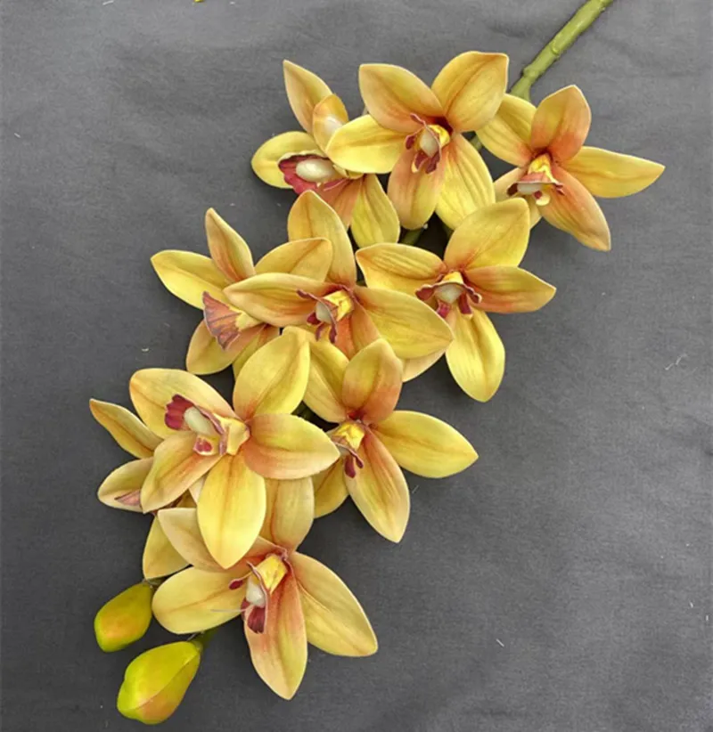 Artificial Red Phalaenopsis Orchid with Real Touch Cymbidium Tiger Accent