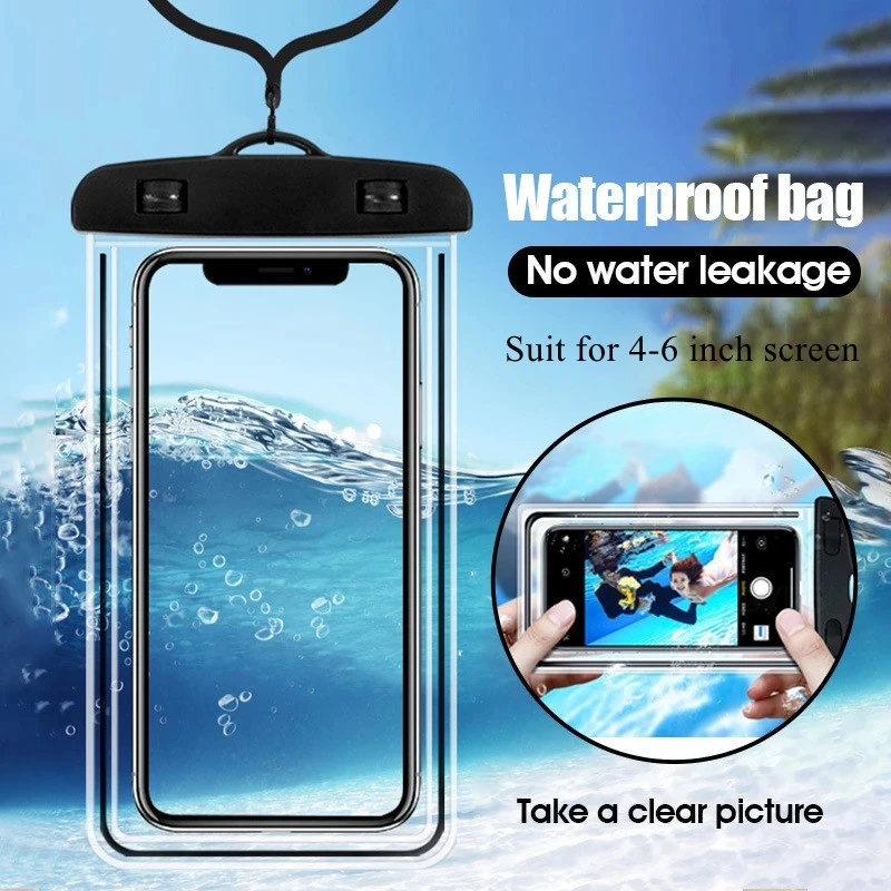 

Universal Mobile Phone Transparent Waterproof Bag Three-Layer Sealed Drifting Beach Fishing Underwater 6 inch Swimming Dry Bag