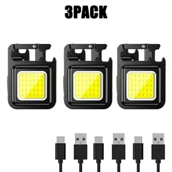 Compact USB Rechargeable LED Keychain Lantern - Multifunctional Portable Camping and Outdoor Work Light - 3Pack
