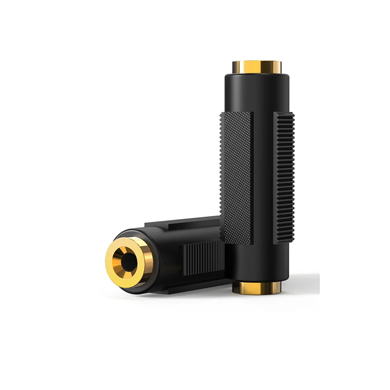 Vergoldeter 3,5-Doppel-Audio-Stereo-Adapter für Mutter-zu-Mutter, 3,5-mm-Buchse-zu-Buchse, 3,5-Buchse-zu-Buchse, gerader Kopf