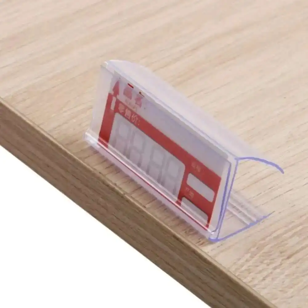 Warehouse Label Holders Paper Price Tag Holders Wood Or Metal Shelving Flexible Clear Plastic Clip