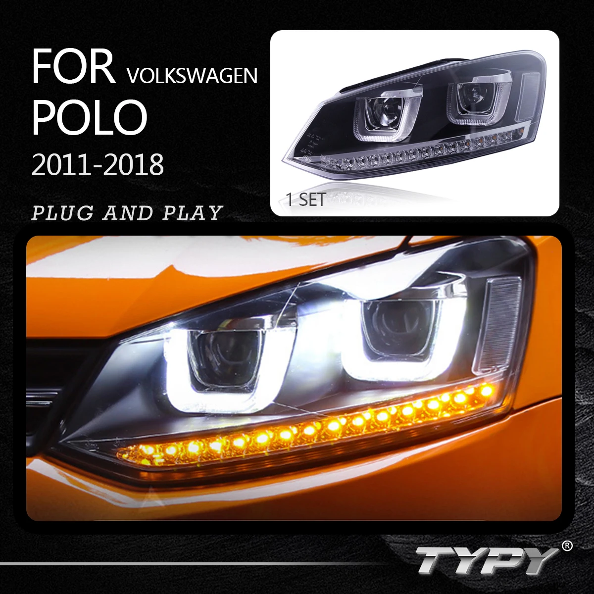 

Car Headlights Headlamp Modified LED DRL HID Xenon Head Lamp Head Light For VW Volkswagen Polo 2011-2018