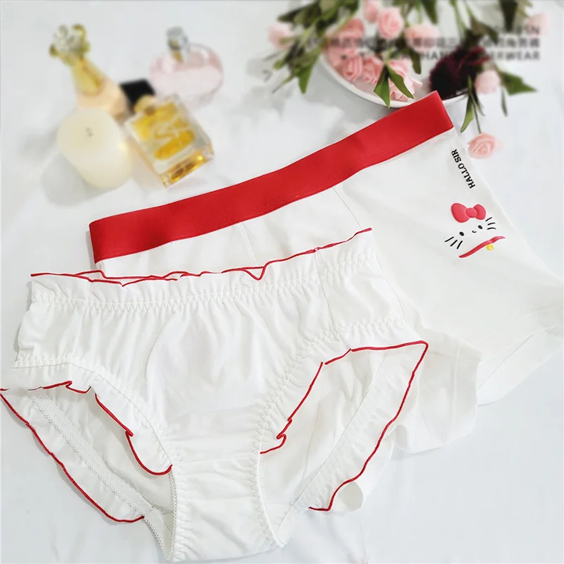 2Pcs Sanrio Hello Kitty Couple Panties Men's Boxer Briefs Cute Men's  Underwear Comfortable Breathable Panties Beach Pants Gifts - AliExpress