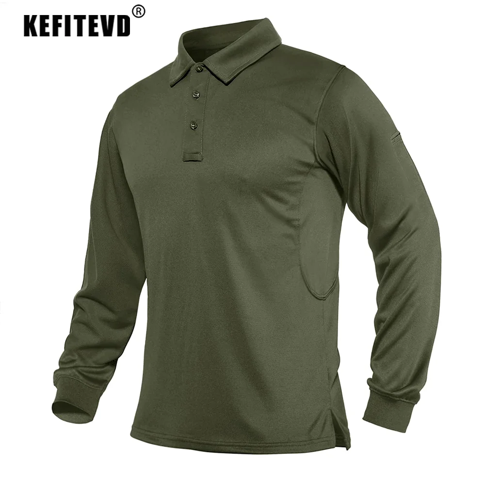KEFITEVD Men's Quick Dry Long Sleeve Shirts Lightweight Outdoor Polo Shirt Golf Hiking Camping Work T-Shirts Fishing Climbing