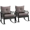 2 Piece Outdoor Wicker Rocking Chairs with Padded Cushions, Aluminum Furniture Rattan Porch Rocker Chairs with/Armrest 1