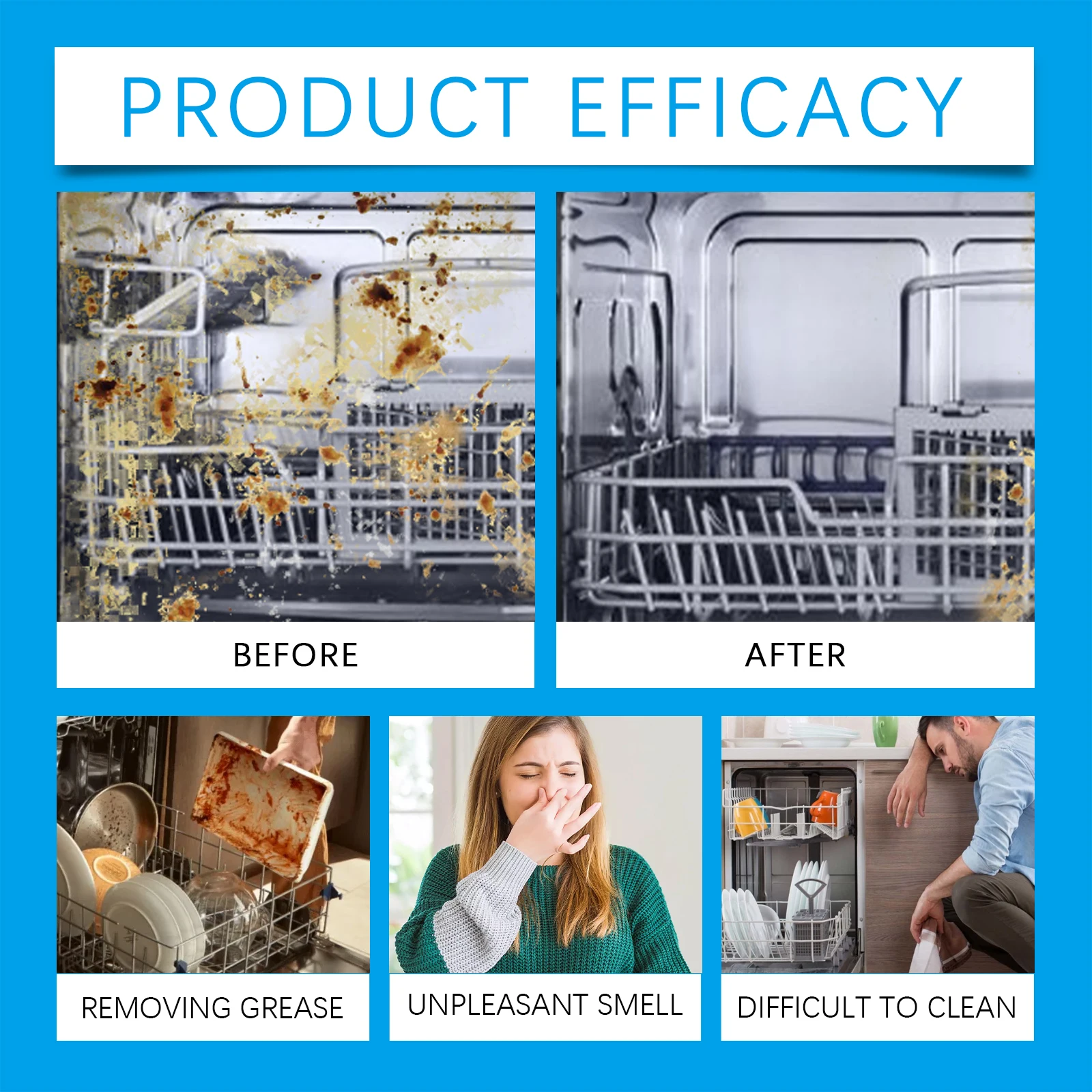 12 Tablets Dishwasher Cleaner Heavy Grease & Oil Remover Equipment Protector Eco-Friendly Professional