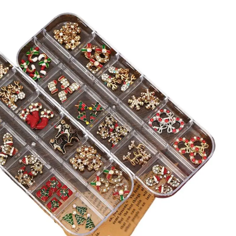 Christmas Nail Art Rhinestones Elk Santa Charms