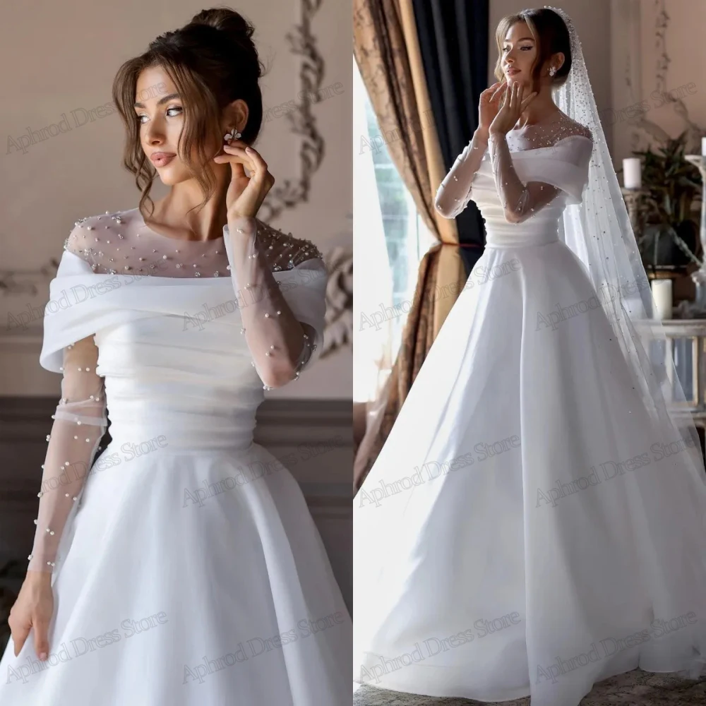 

Glamorous Wedding Dresses A-Line Tulle Bridal Gowns Off The Shoulder Robes Beading Appliques Floor Length Vestidos De Novia 2024