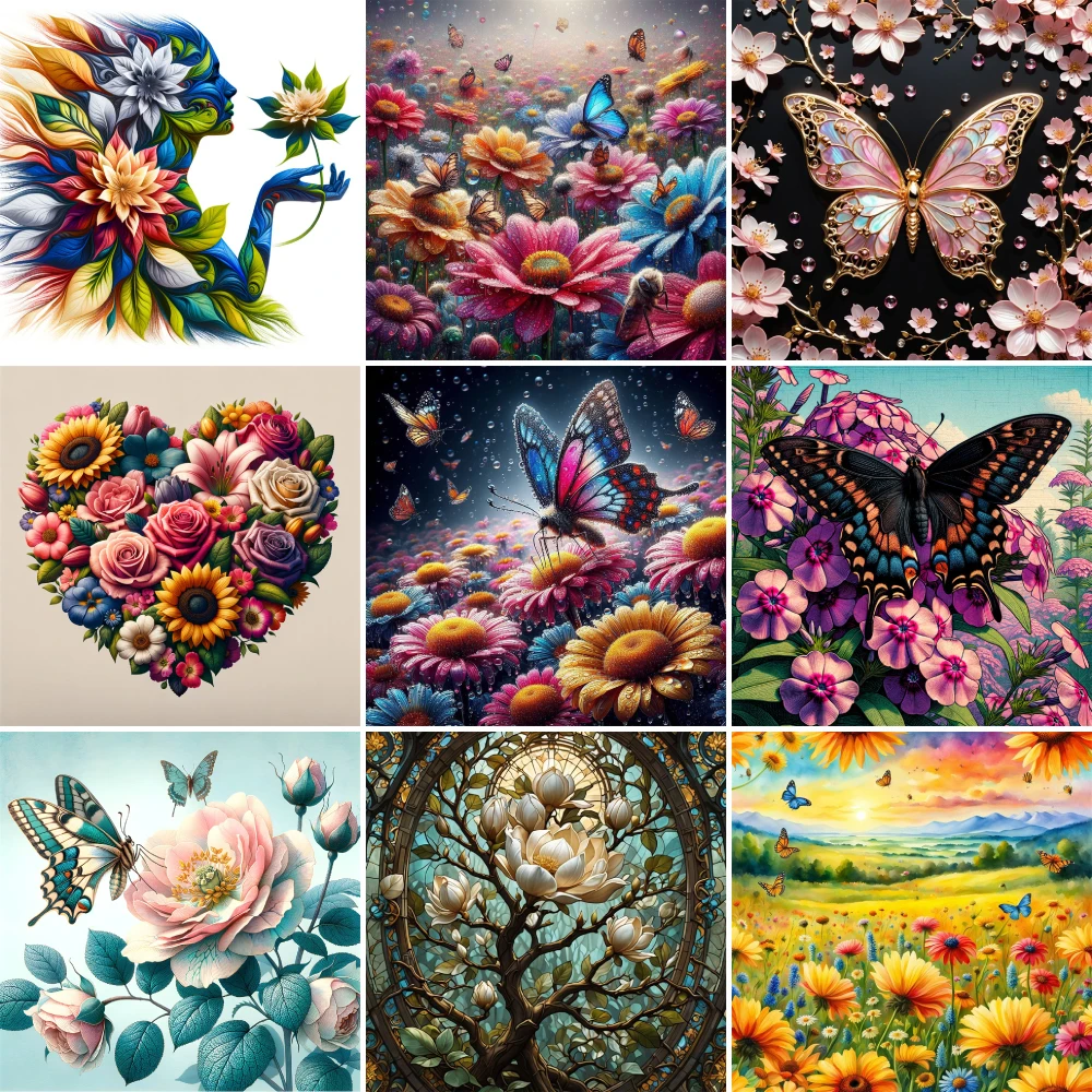Blumen Schmetterling bedruckten Stoff Kreuz stich DIY Stickerei Set Handwerk Handarbeit Stricken handgemachte Geschenk aktionen Paket – Detail 10