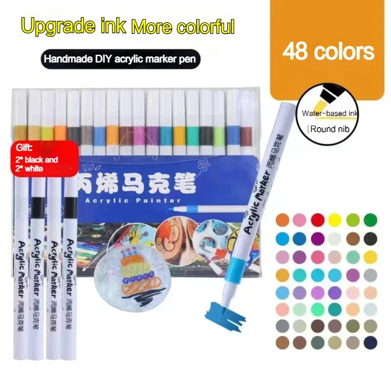 Acrylic Markers Set - 12-60 Colors Soft Tip Pens for Painting on Wood Fabric Ceramic and Glass