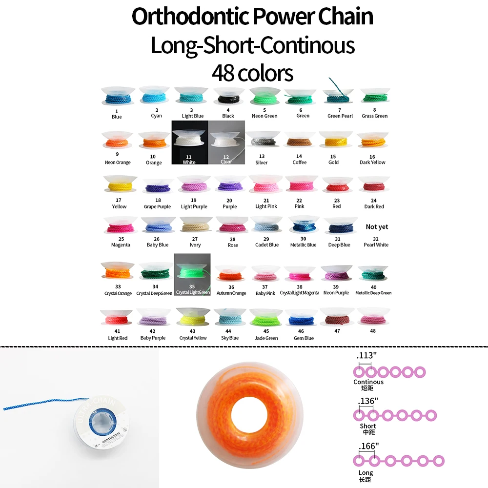 48 Vibrant Colors Continuous Elastic Power Chains