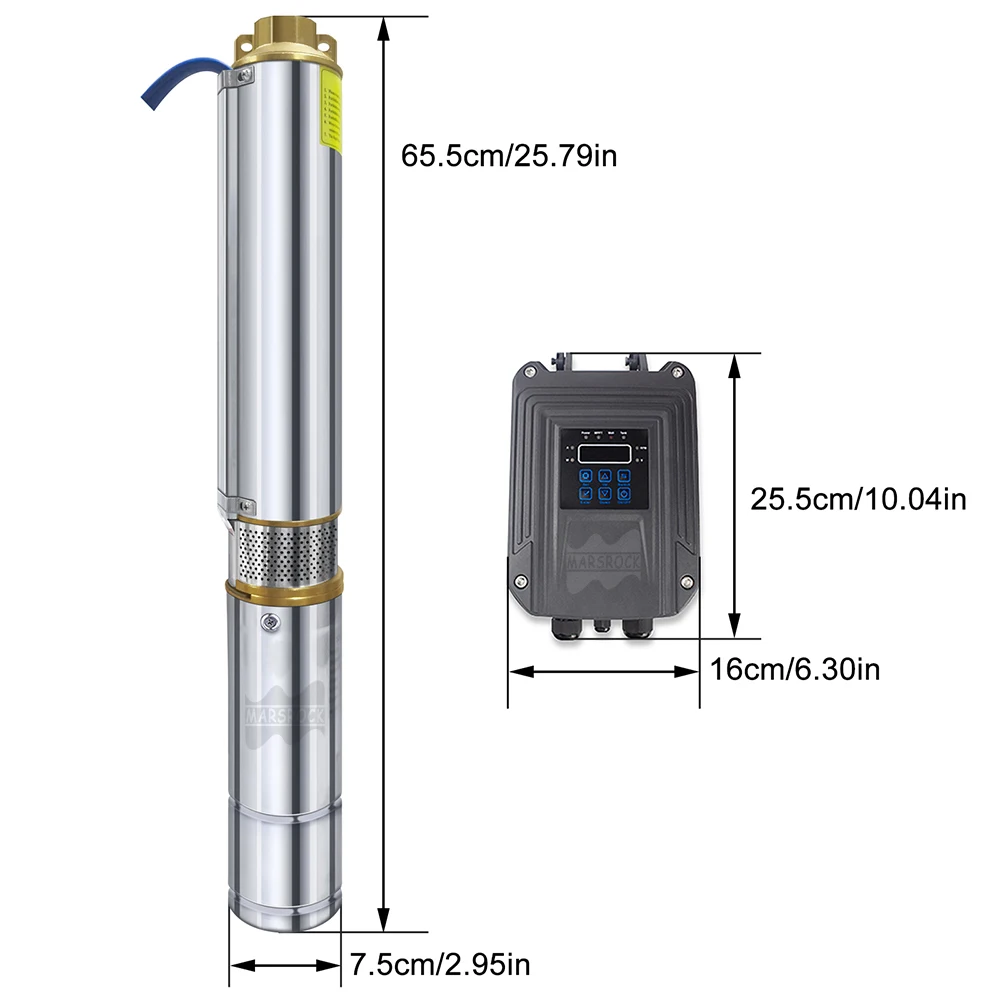 400W Solar DC Deep Well Pump 48V Built Permanent Magnet Motor and With External Controller Solar Brushless Submersible Pump