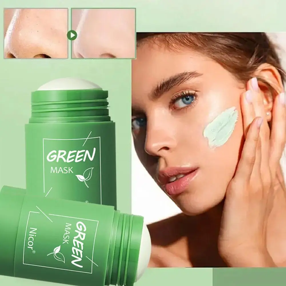 

1 Pcs 40g Green Tea Cleaning Solid Facial Mask Acne Brighten The Beautify Deep Moisturizing Skin Shrink Blackhead Cleansing K8Z6