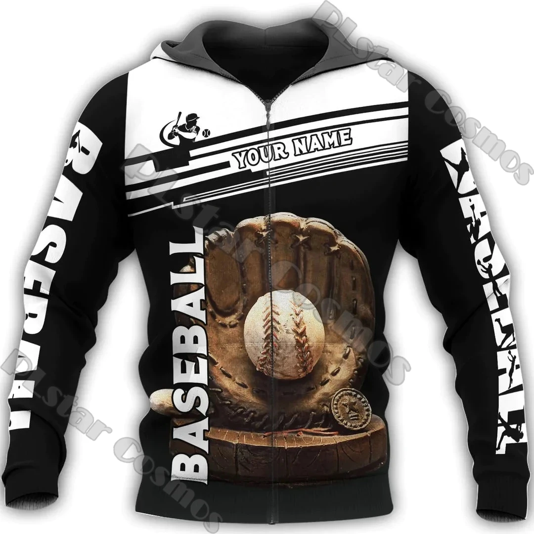 Personalized Name Baseball Player 3D Full Printed Mens zipper hoodie autumn Unisex zipped jacket For Baseball Lover Gift DK564