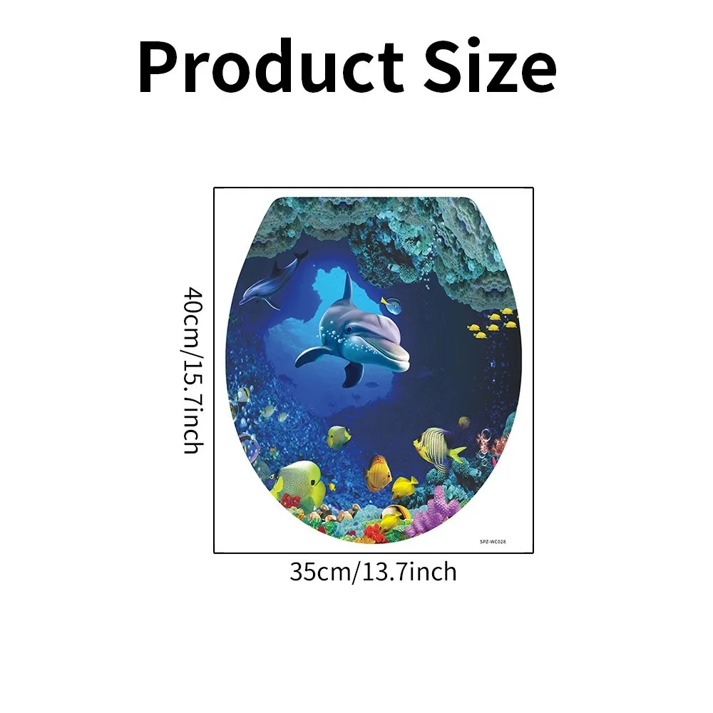 1PC Art Sea World Toilet Seat Sticker Sea Fish Waterproof Bathroom Decor Sticker Removable Self Adhesive Home Decor vinyl stickers toilet stickers toilet wall stickers toilet seat stickers